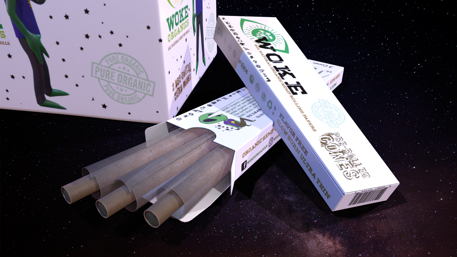 Woke Organics Hemp Cones Paper 24 Box