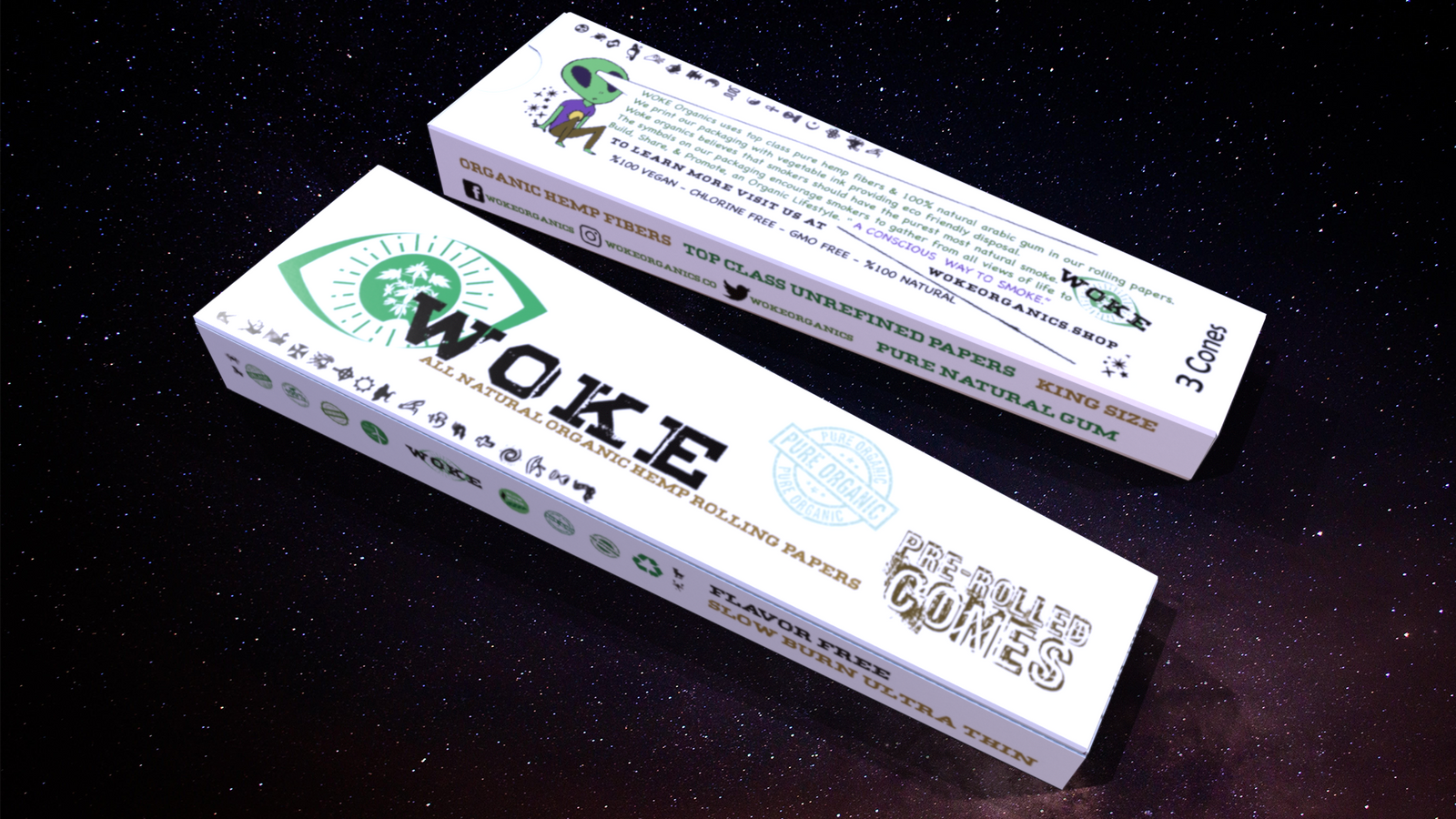 Woke Organics Hemp Cones Paper 3 Pack