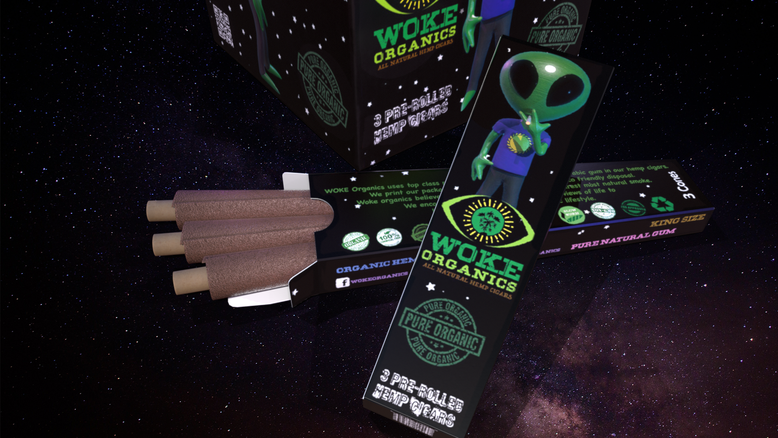 Woke Organics Hemp Cone Cigars 3 Pack