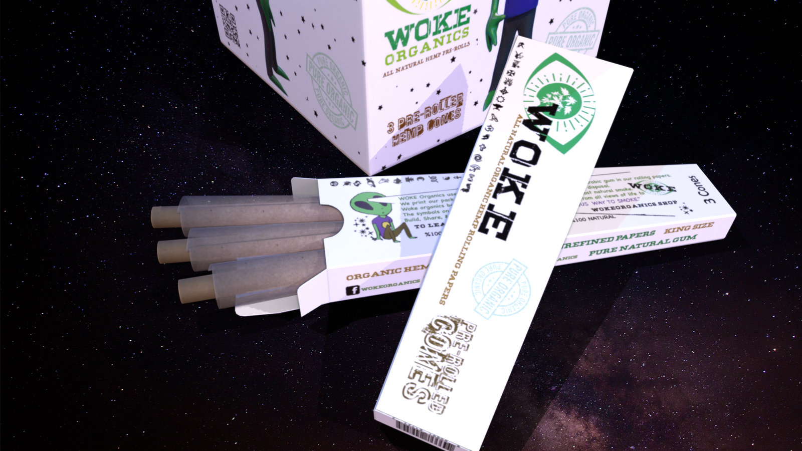 Woke Organics Hemp Cones Paper 24 Box