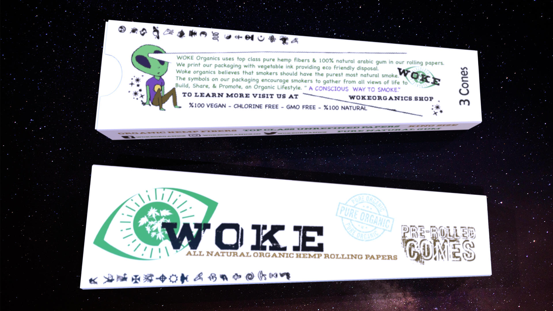 Woke Organics Hemp Cones Paper 3 Pack